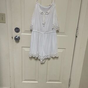 Liberty Love White Crochet-Trim Romper